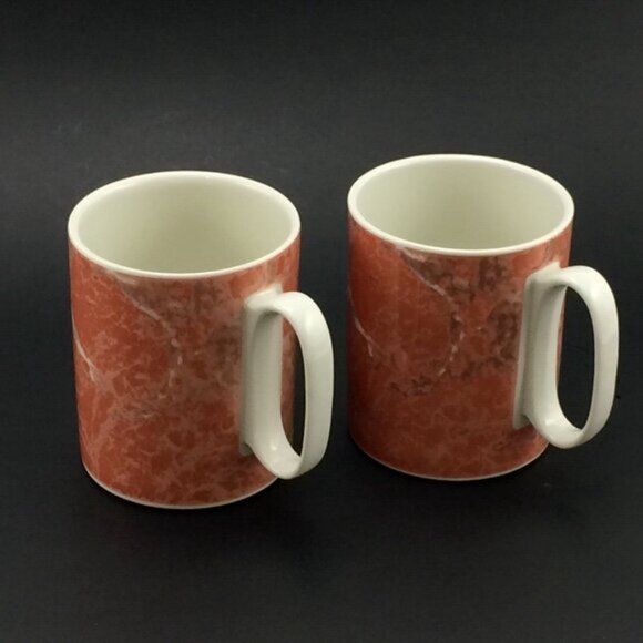 2 Vintage Siena Villeroy Boch Porcelain Tea Coffee Mugs Cups Salmon Orange - Picture 6 of 15